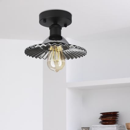 Plafonnier affleurant TRISH 1xE27/15W/230V noir/noir fumé