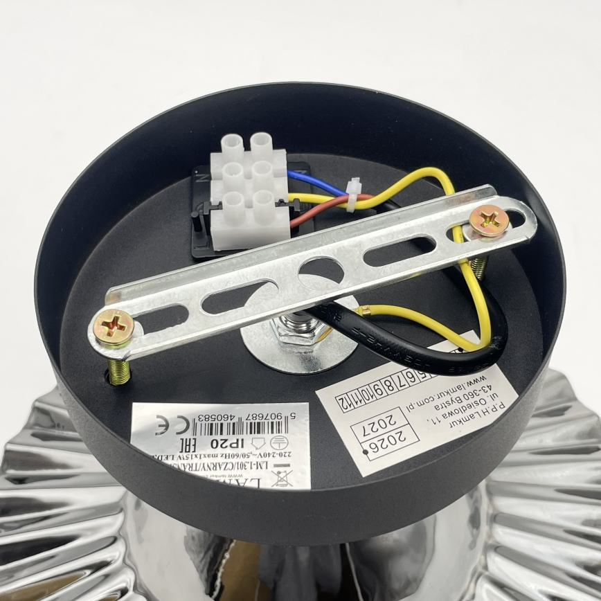 Plafonnier affleurant TRISH 1xE27/15W/230V noir/noir fumé