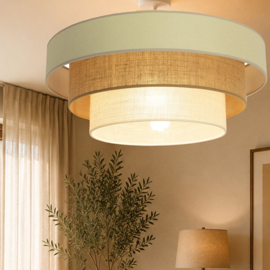 Plafonnier affleurant WENTA 1xE27/60W/230V, diamètre 50 cm, beige/jute