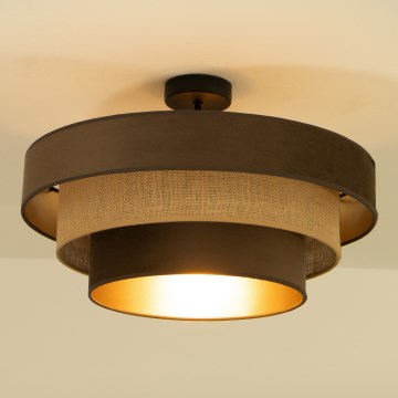 Plafonnier affleurant WENTA 1xE27/60W/230V Ø 50 cm marron/jute