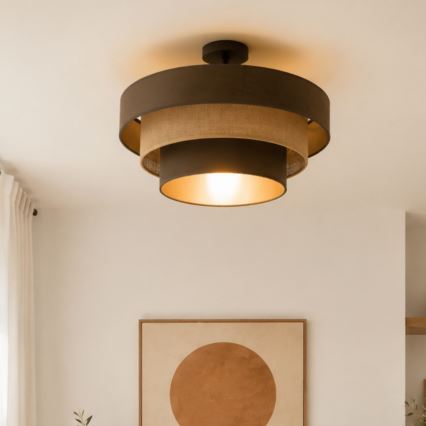 Plafonnier affleurant WENTA 1xE27/60W/230V Ø 50 cm marron/jute