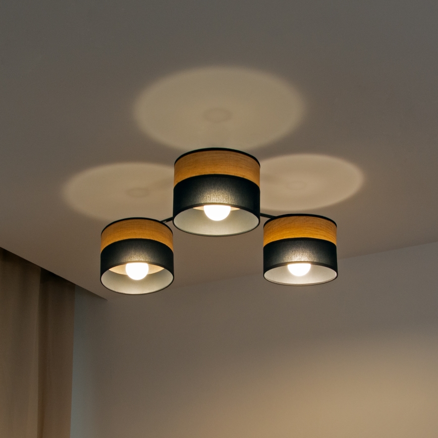 Plafonnier ALBA 3xE27/15W/230V Ø 66 cm noir/marron