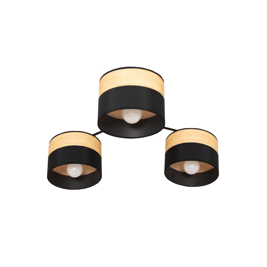 Plafonnier ALBA 3xE27/15W/230V Ø 66 cm noir/marron