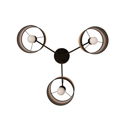 Plafonnier ALBA 3xE27/15W/230V Ø 66 cm noir/marron