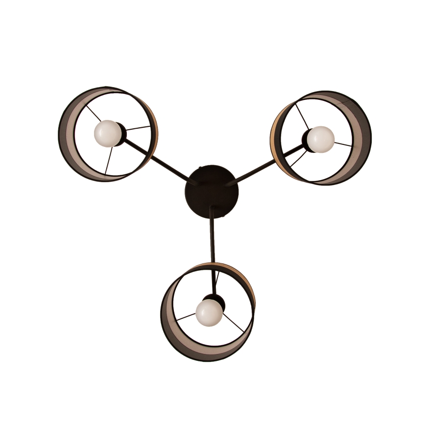 Plafonnier ALBA 3xE27/15W/230V Ø 66 cm noir/marron