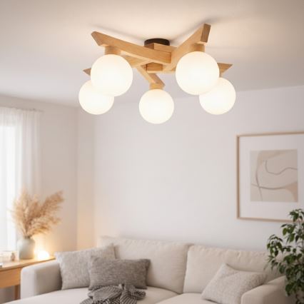 Plafonnier ANTONIO 5xG9/5W/230V chêne/blanc