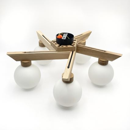 Plafonnier ANTONIO 5xG9/5W/230V chêne/blanc