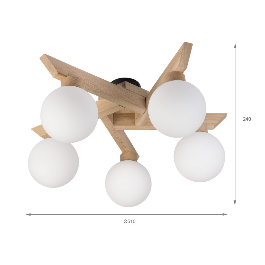Plafonnier ANTONIO 5xG9/5W/230V chêne/blanc