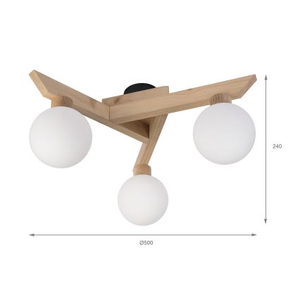 Plafonnier apparent ANTONIO 3xG9/5W/230V chêne/blanc