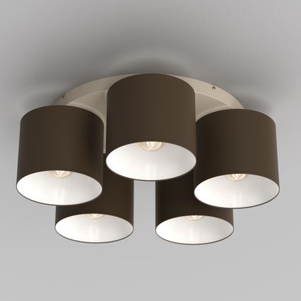 Plafonnier ARDEN 5xE27/15W/230V Ø 58 cm beige/marron