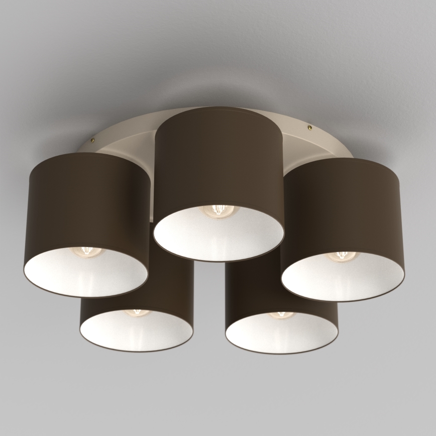 Plafonnier ARDEN 5xE27/15W/230V Ø 58 cm beige/marron