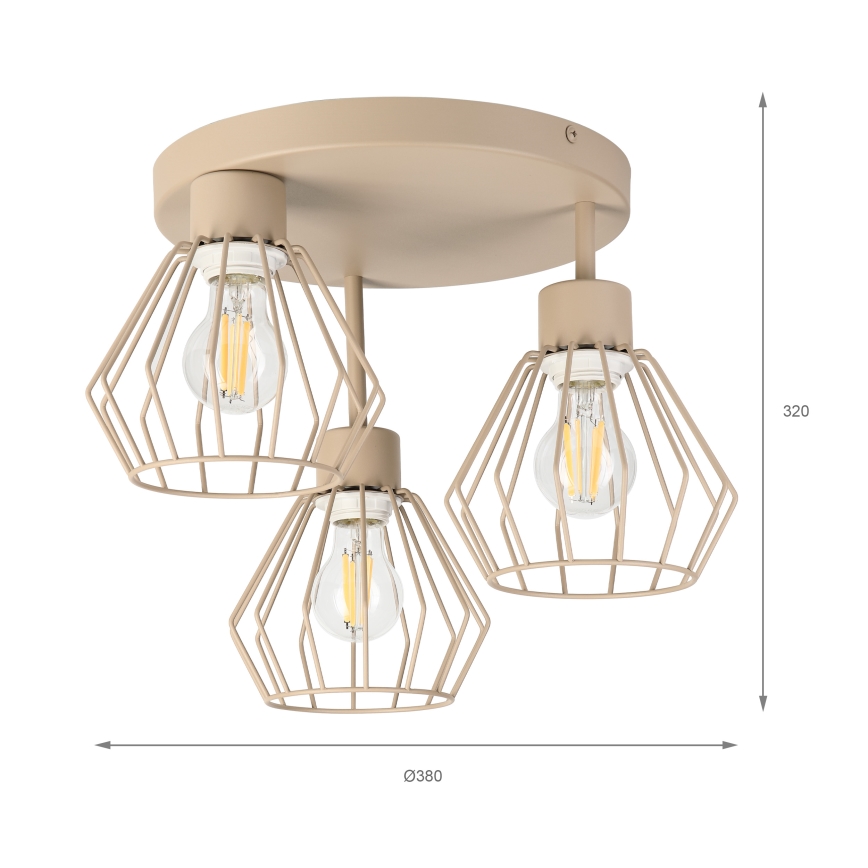 Plafonnier AUDREY 3xE27/15W/230V beige