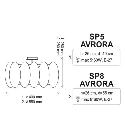 Plafonnier AURORA 5xE27/60W/230V