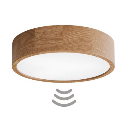 Plafonnier avec détecteur CLEO 3xE27/24W/230V Ø 37,5 cm chêne