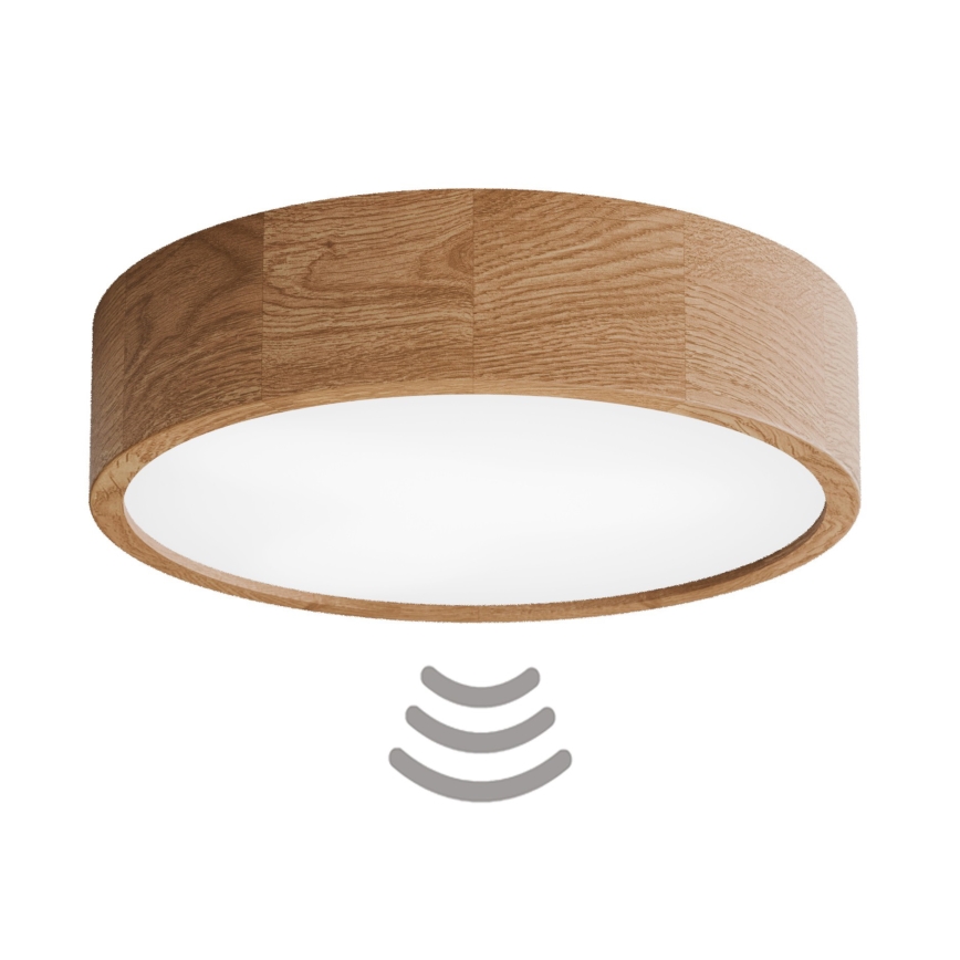 Plafonnier avec détecteur CLEO 3xE27/24W/230V Ø 37,5 cm chêne
