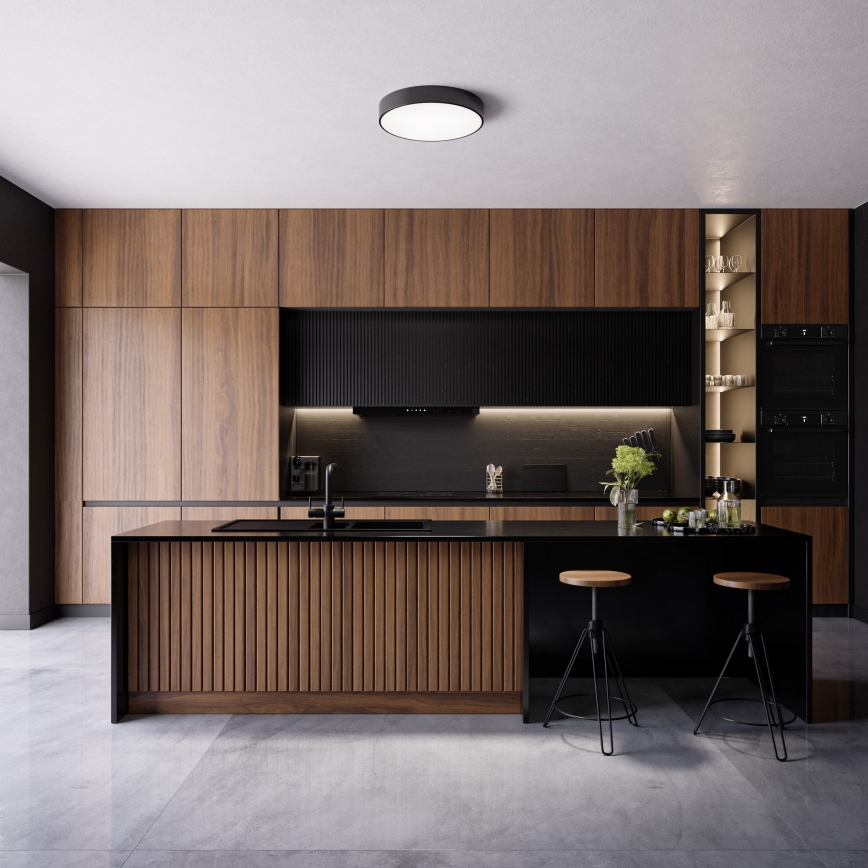 Plafonnier CLEO avec détecteur de mouvement et capteur crépusculaire 3xE27/24W/230V Ø 40 cm noir