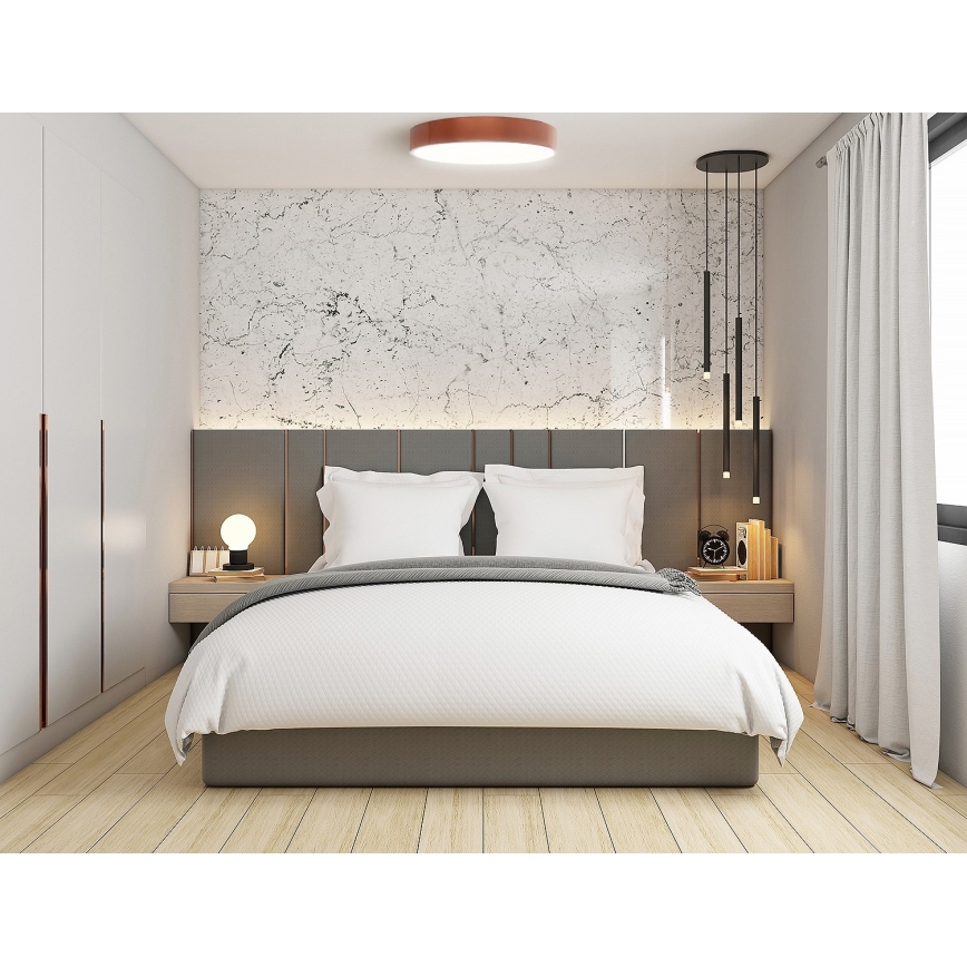 Plafonnier CLEO 6xE27/24W/230V Ø 80 cm, finition cuivrée, avec détecteur de mouvement et capteur crépusculaire