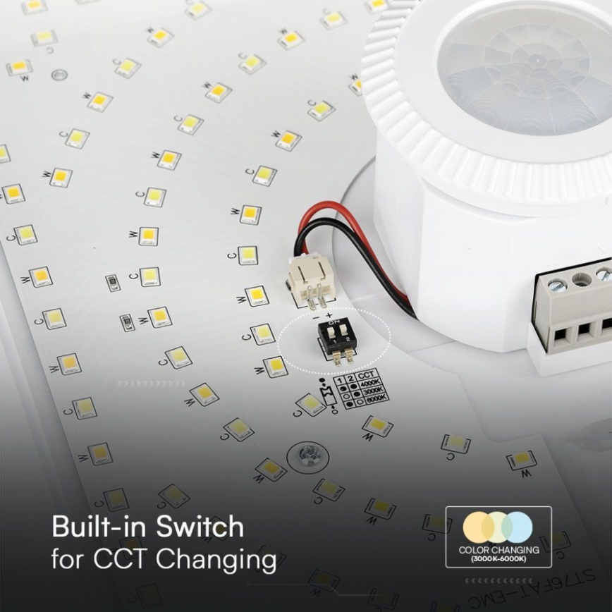 Plafonnier avec détecteur SAMSUNG CHIP LED/12W/230V 3000/4000/6000K blanc