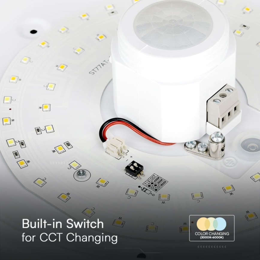 Plafonnier avec détecteur SAMSUNG CHIP LED/12W/230V 3000/4000/6000K d. 29 cm blanc