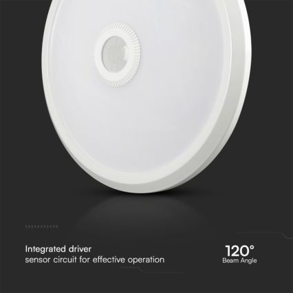 Plafonnier avec détecteur SAMSUNG CHIP LED/12W/230V 3000/4000/6000K d. 29 cm blanc