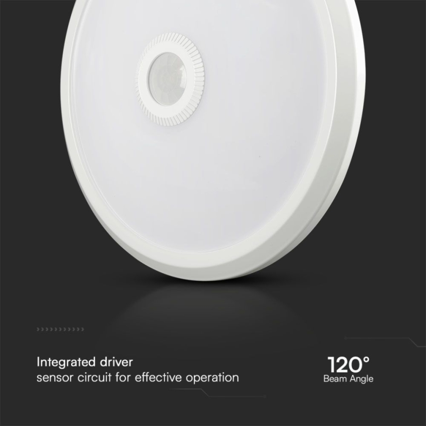 Plafonnier avec détecteur SAMSUNG CHIP LED/12W/230V 3000/4000/6000K d. 29 cm blanc