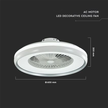 Plafonnier avec ventilateur LED/45W/230V 3000/4000/6500K gris + télécommande