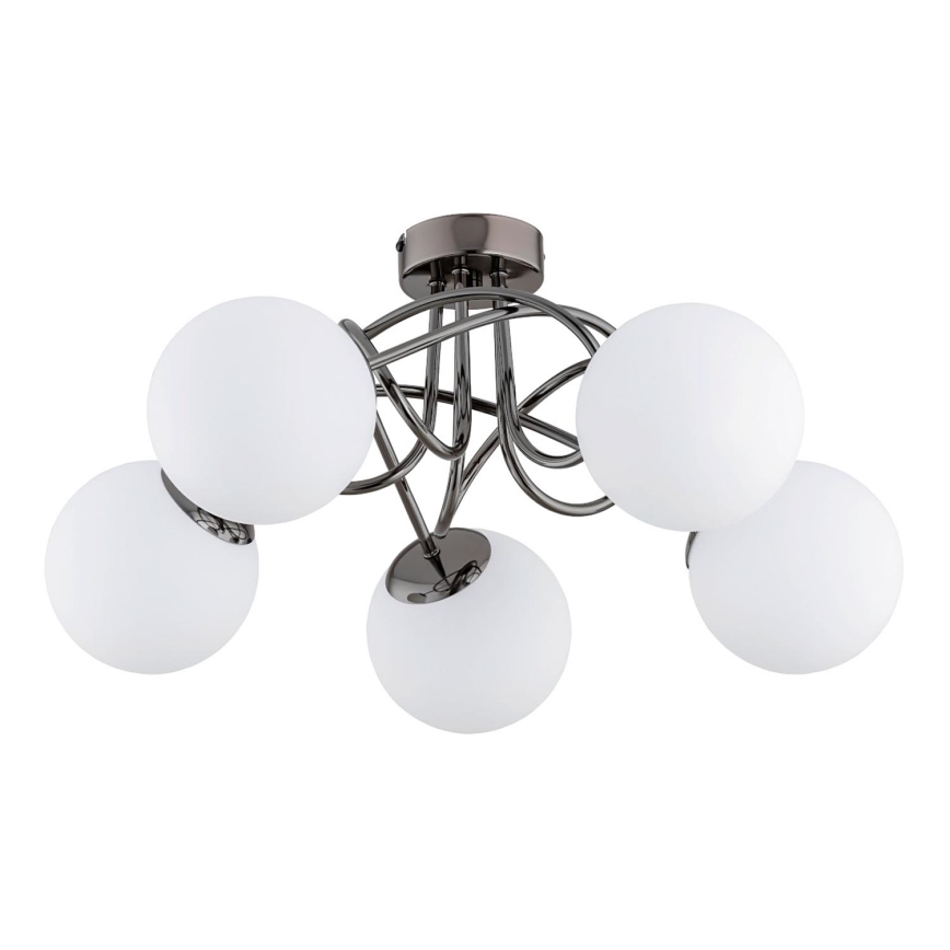 Plafonnier BANKO 5xE14/10W/230V noir chrome brillant