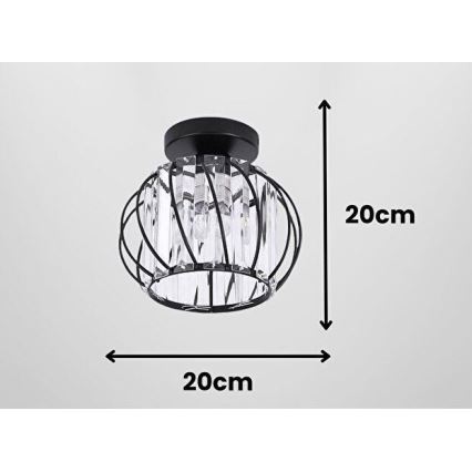 Plafonnier BELLA 1xE27/40W/230V Ø 20 cm noir