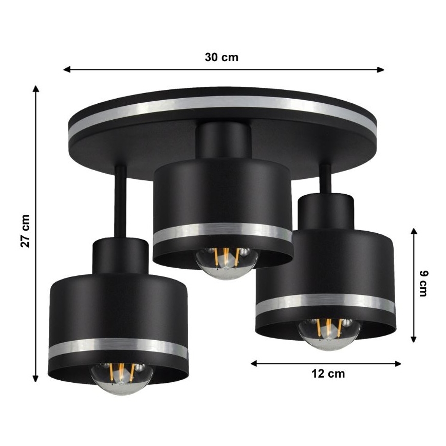 Plafonnier BODO SILVER 3xE27/60W/230V