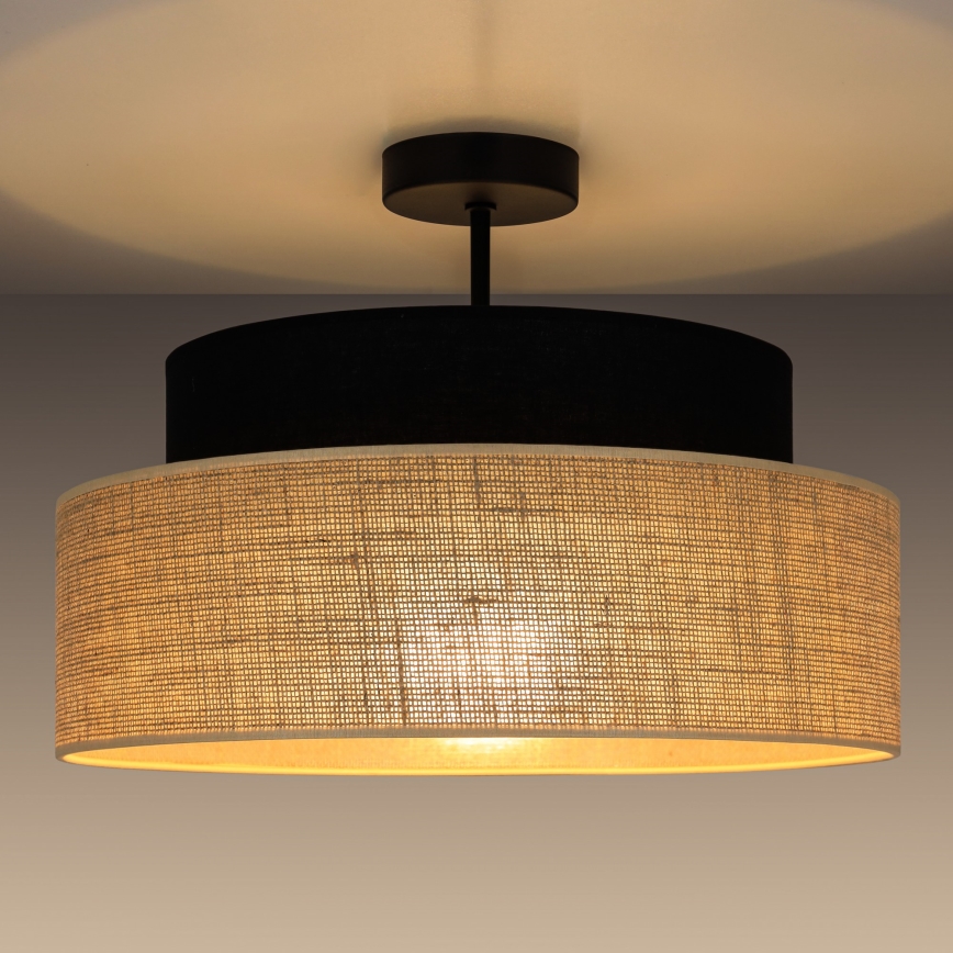 Plafonnier BOHO 1xE27/60W/230V d. 40 cm noir/beige