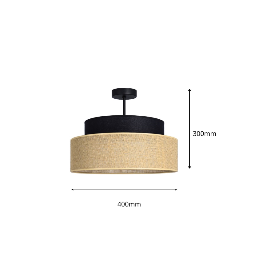 Plafonnier BOHO 1xE27/60W/230V d. 40 cm noir/beige