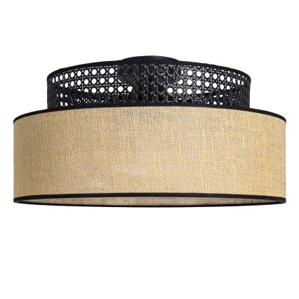 Plafonnier BOHO 1xE27/60W/230V noir/rotin