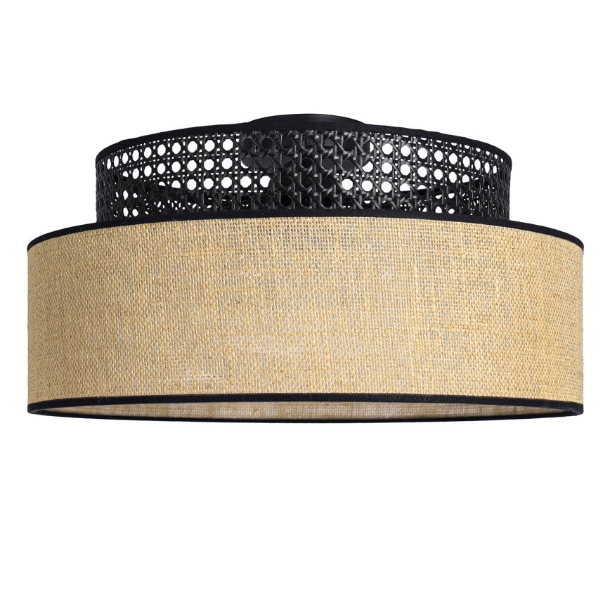 Plafonnier BOHO 1xE27/60W/230V noir/rotin