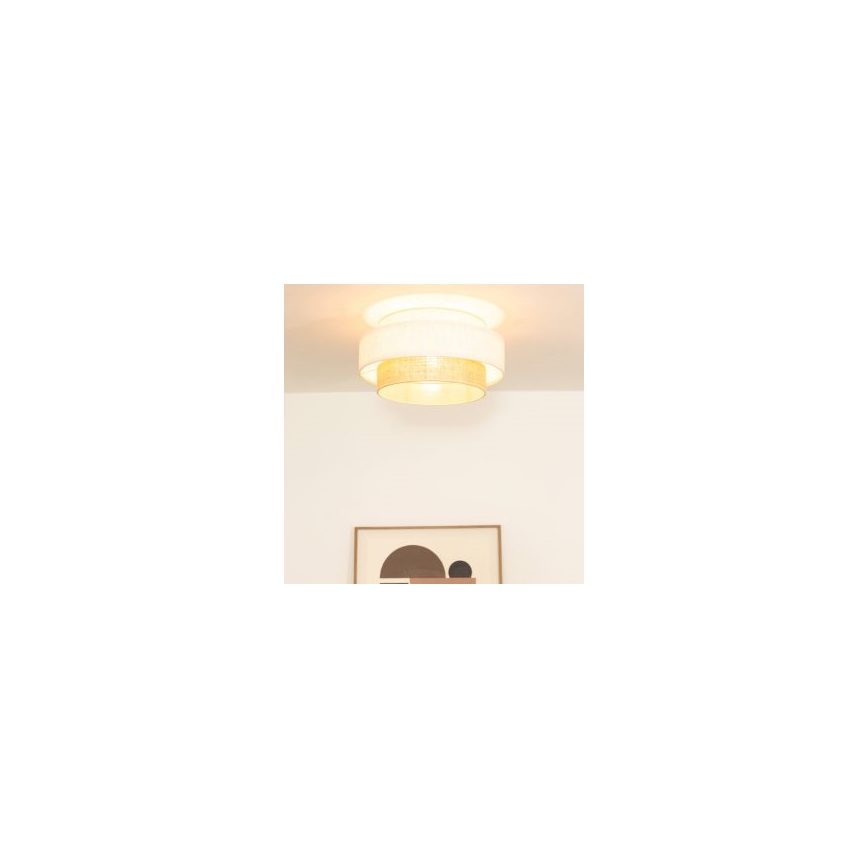 Plafonnier BOHO 1xE27/60W/230V Ø 40 cm blanc/jute