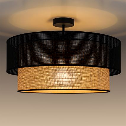 Plafonnier BORHO 1 x E27 (max. 60 W) / 230 V, diam. 40 cm, noir/jute