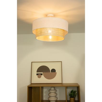 Plafonnier BORHO 1xE27/60W/230V Ø 40 cm blanc/jute
