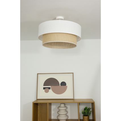 Plafonnier BORHO 1xE27/60W/230V Ø 40 cm blanc/jute