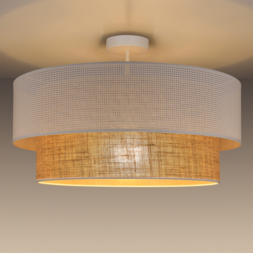 Plafonnier BORHO 1xE27/60W/230V Ø 40 cm blanc/jute