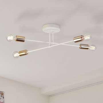 Plafonnier CAMBRIDGE 4xE27/15W/230V laiton/blanc