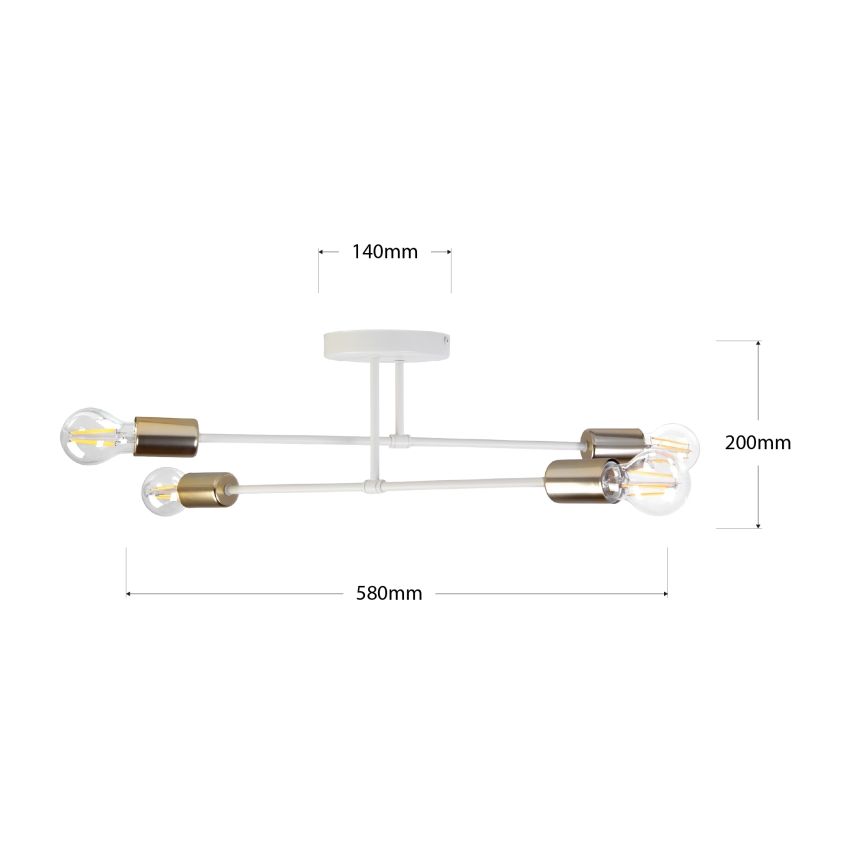 Plafonnier CAMBRIDGE 4xE27/15W/230V laiton/blanc