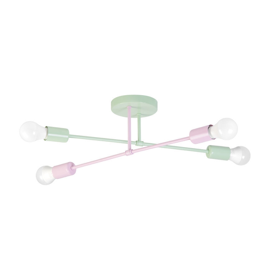 Plafonnier CAMBRIDGE 4xE27/15W/230V vert/rose