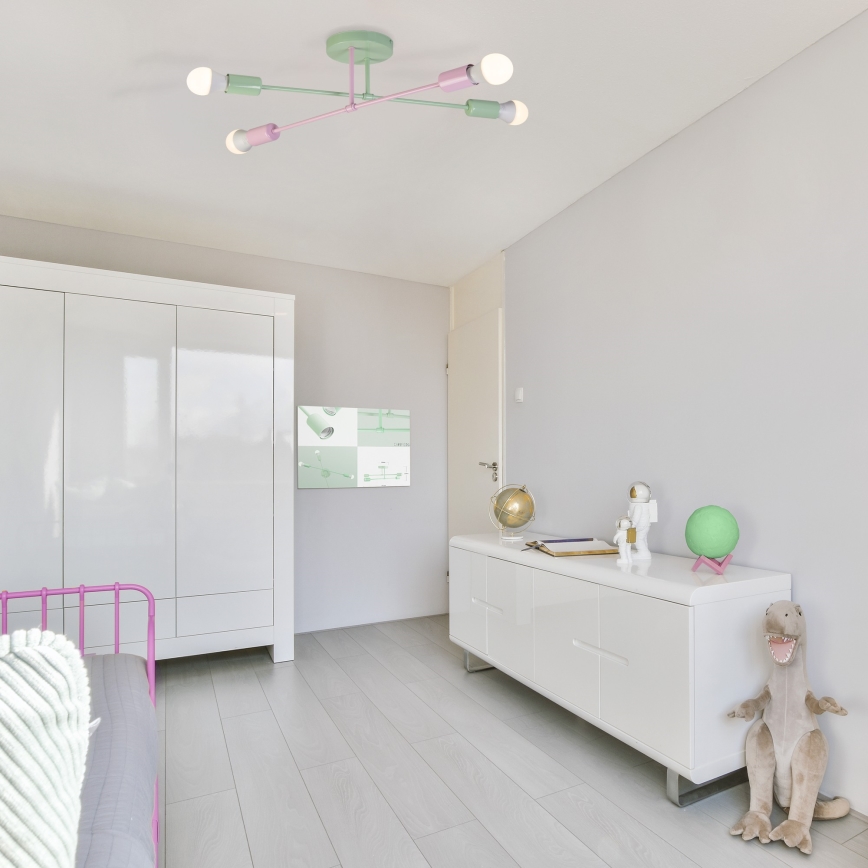 Plafonnier CAMBRIDGE 4xE27/15W/230V vert/rose