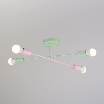 Plafonnier CAMBRIDGE 4xE27/15W/230V vert/rose