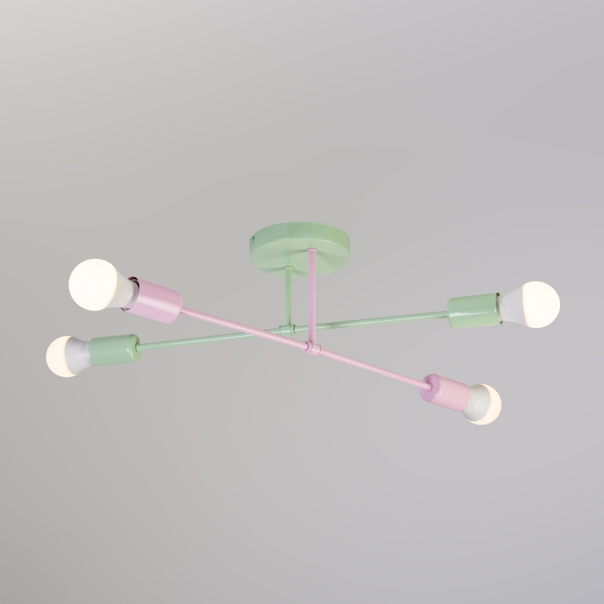 Plafonnier CAMBRIDGE 4xE27/15W/230V vert/rose