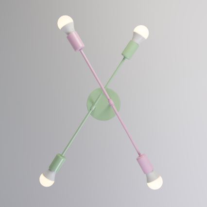 Plafonnier CAMBRIDGE 4xE27/15W/230V vert/rose