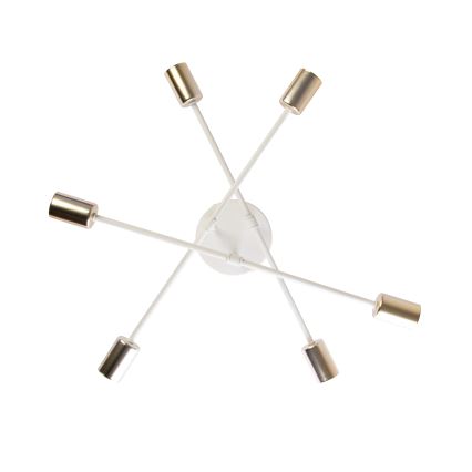 Plafonnier CAMBRIDGE 6xE27/15W/230V laiton/blanc