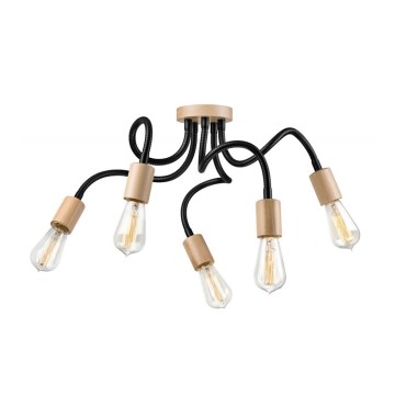 Plafonnier CAMERON 5xE27/60W/230V en hêtre