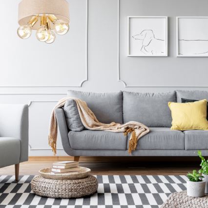 Plafonnier CARINA 4xE27/60W/230V d. 35 cm doré