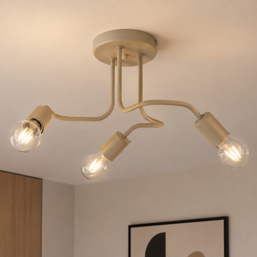 Plafonnier CHARLIE 3xE27/15W/230V beige