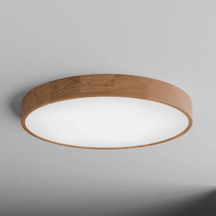 Plafonnier CLEO, 6 douilles E27 (max. 24 W par ampoule), 230 V, Ø 80 cm, chêne